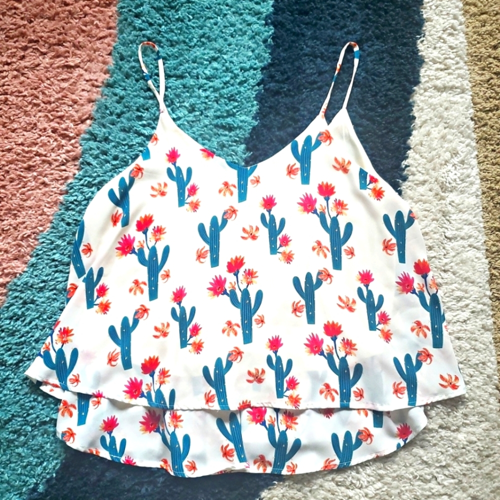 Flowy cactus print camisole